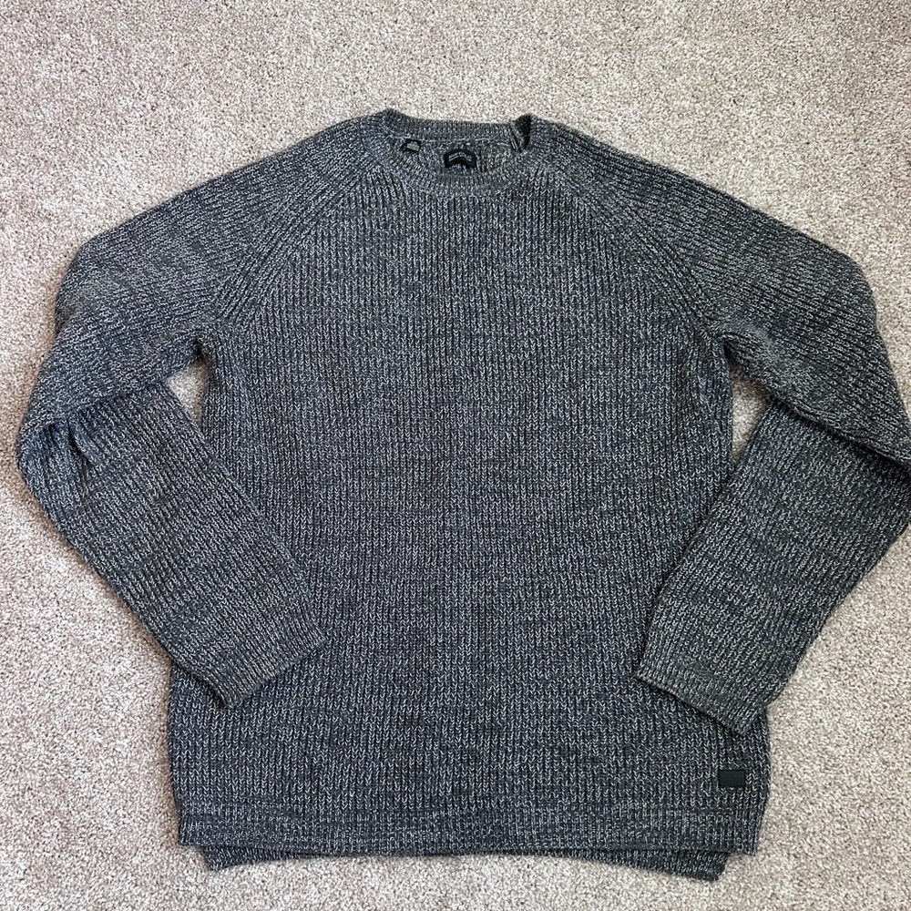 Buffalo David Britton Men's Black and Gray Long Sleeve 100% Cotton Crewneck